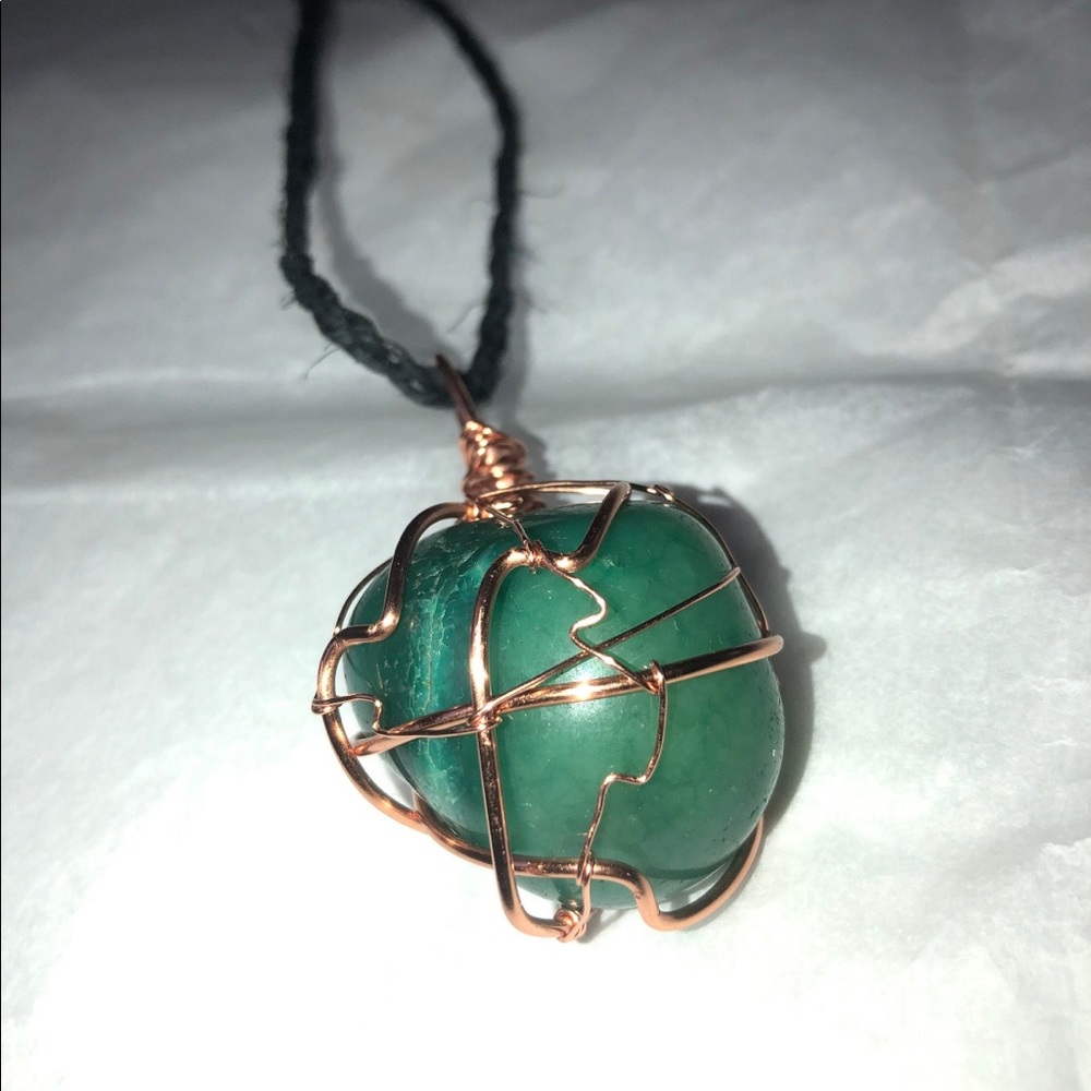Green Aventurine Pendant w/ Hemp Necklace